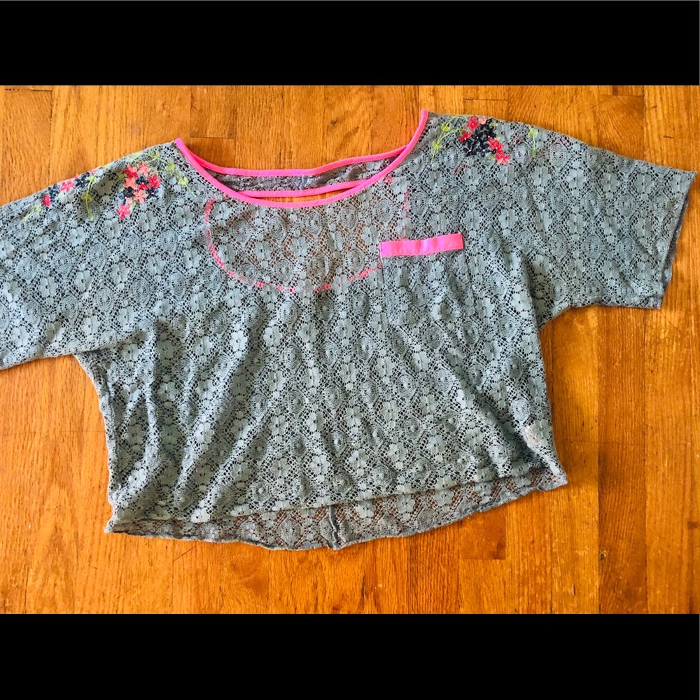 Free People Embroidered Eyelet Crop Top